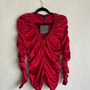 Marc New York Ruched Long Sleeve Blouse, Size Large